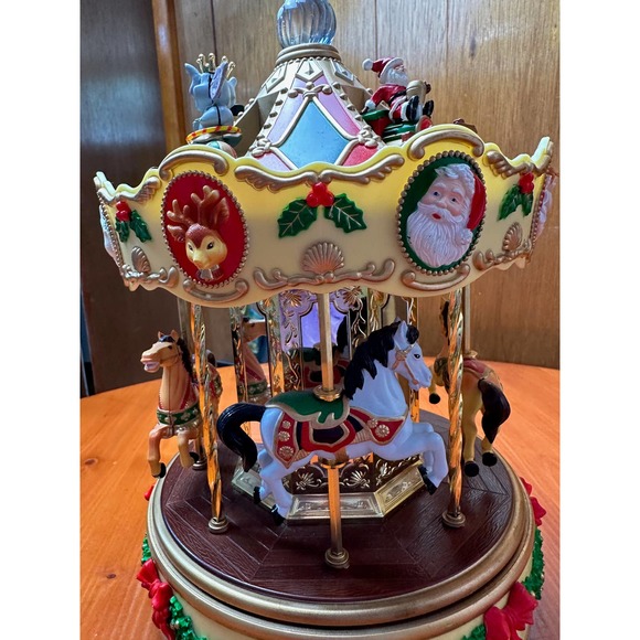 Vintage St. Nicholas Christmas Merry Go Round Carousel - Picture 3 of 16